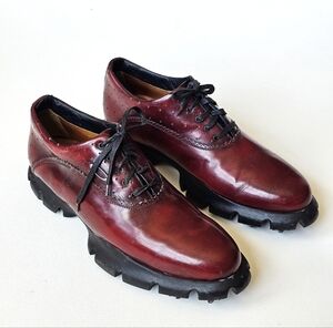 Oakley Tuxedo Italy Burgundy Genuine Leather Luxury Golf Shoes Lug Sole Size 13